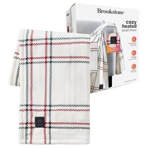 New Brookstone Cozy Heated Plush Throw Heat 4 Settings Built In Controller 50x60